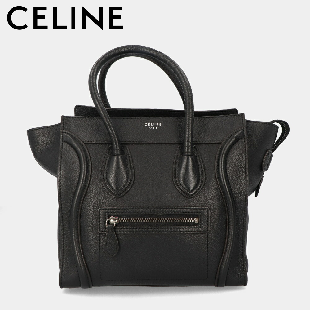 Celine Luggage Micro Leather Shopper Tote Bag Black - Gem